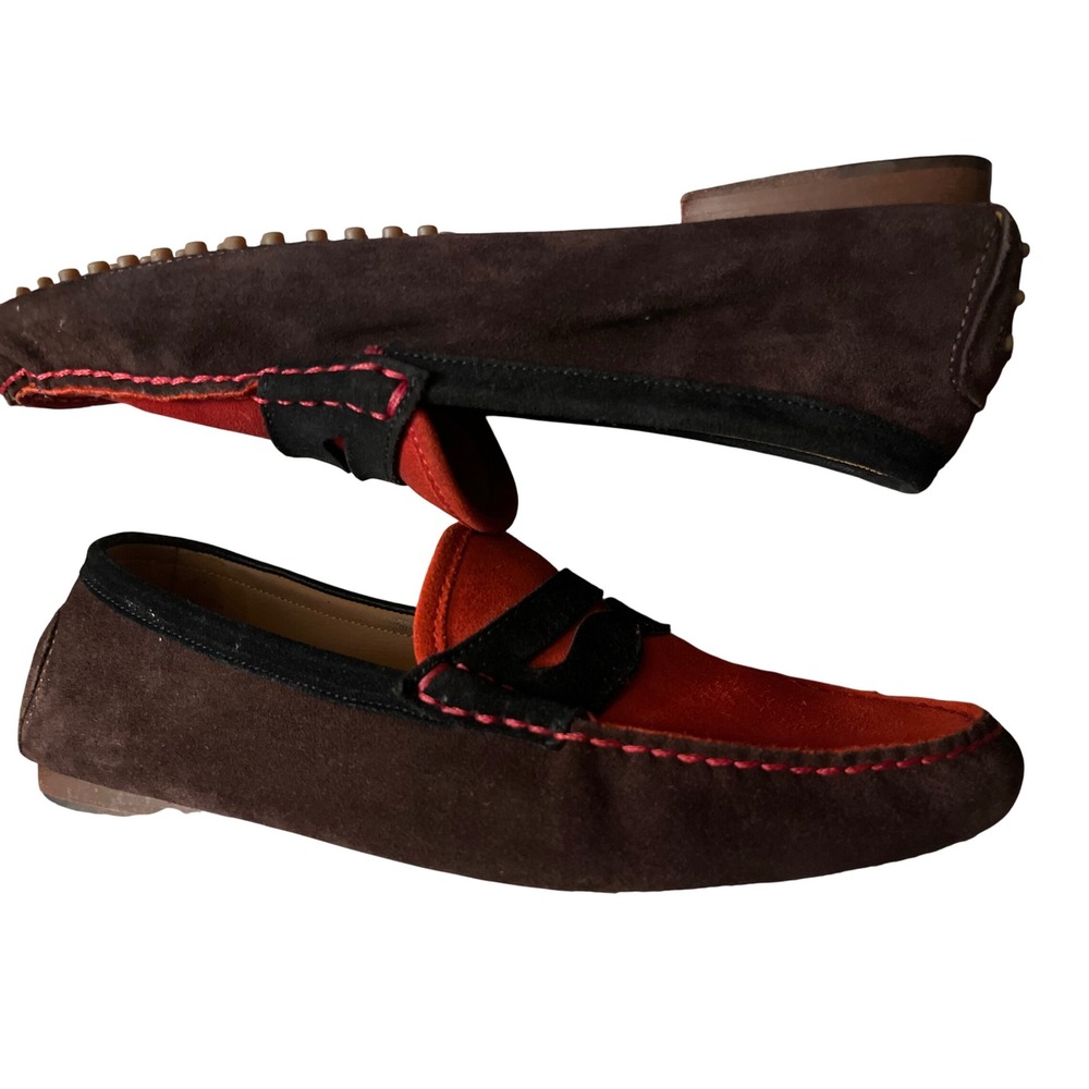 Ralph Lauren Men Red Suede Driving Moccasins Loafers Shoes Made in‎ Italy - Picture 3 of 11